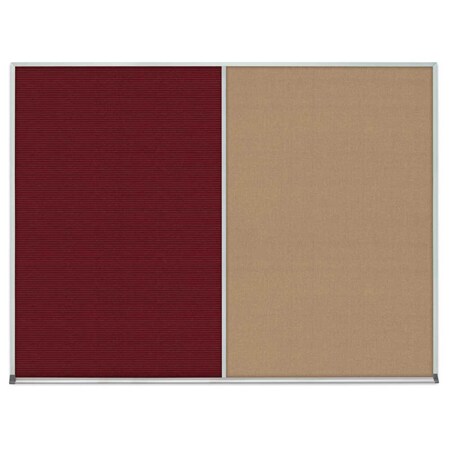 United Visual Products Double Door Radius Corkboard, 48"x36", Sat UV7003RC-SATIN-AMETHY